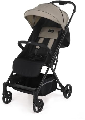 Foppapedretti Kompakt Voila-barnvagn, för barn 0–22 kg (0–4 år), stängning med 1 hand, självstående, justerbart ryggstöd, bärbart, dörrföremål, aluminiumram, sand