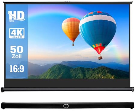 IN&VI Tragbare Leinwand Beamer 50 Zoll,Pull-Up Beamer Leinwand mit Ständer für Camping,Heimkino,Schule,Treffen
