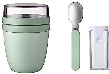 Mepal - Klapplöffel-Set mit Lunchpot Ellipse - Praktischer Joghurtbecher und Müslibecher - Unterteilung für Joghurt und Müsli - Gefrierschrank, Mikrowelle und