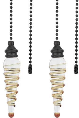 GORGECRAFT 2 chaîne de Traction pour Ventilateur de Plafond en Cristal Boule de Perles en Verre Décorative Chaîne D'Extension de Pendentif pour Plafonnier Lampe Chaîne de Ventilateur, Jaune