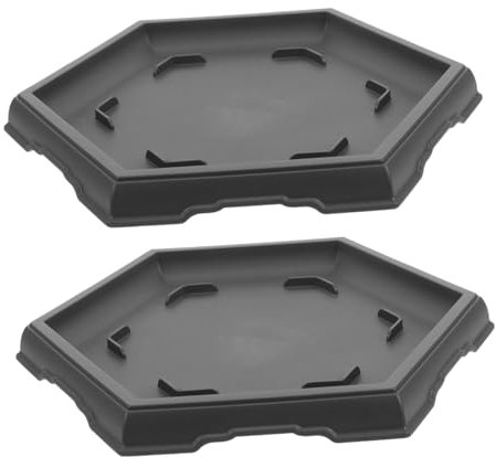 Mipcase Soucoupe de Jardinière Hexagonale Noire, Lot de 2 en Plastique