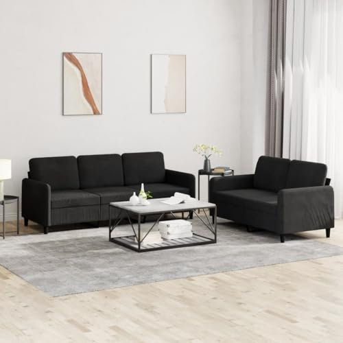 CIADAZ 2-TLG. Sofagarnitur Schwarz Samt, Loungesofa, Sofas & Couches, Relaxsofa, Couch für Wohnzimmer, Couch Mit - 3202019