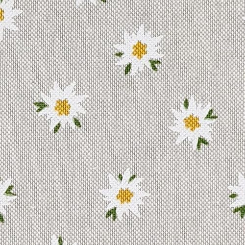 Stoff Meterware pflegeleicht natur Edelweiß Blumen Dekostoff Vorhangstoff Tischdeckenstoff Kissenstoff selber nähen Meterware