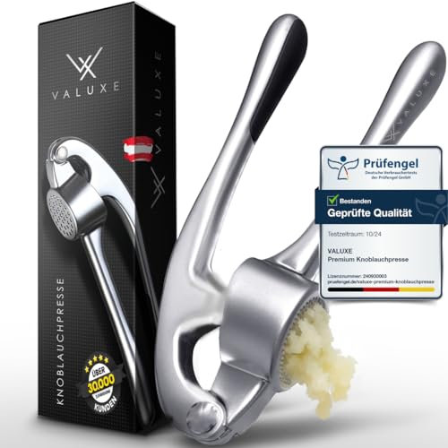 VALUXE® Knoblauchpresse spülmaschinenfest mit kraftvoller Hebelwirkung - Praktische Knoblauch-Presse - Profi Garlic Press Crusher, Handpresse hochwertig & robust
