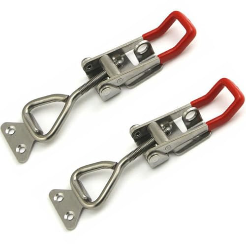 Lot de 2 Loquets à Bascule Réglables, Grandes Fermeture à Levier en Acier Inoxydable avec Trou de Serrure Capacité de Charge Jusqu'à 150 kg, 150-170 mm Fermetures de Serrage pour Armoire,Porte,Boîte