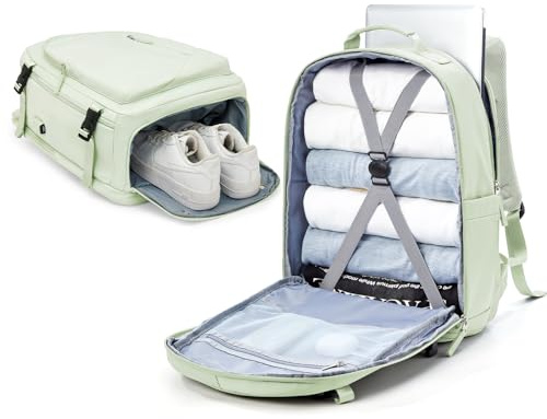 suradar Großer Reiserucksack Damen,Handgepäck 45X36X20 Rucksack 45x36x20 Easyjet Rucksack Wasserdicht Laptop Business Herren Reiserucksack Handgepäck Flugzeug mit Schuhfach Mintgrün
