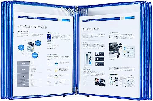 Hängemappen-Organizer für die Wand, A4 10 Taschen Poster Flip, Dokumentenhalter, geeignet for Büro/Werkstatt/öffentliche Orte/Ausstellungshallen(Color:Blu)