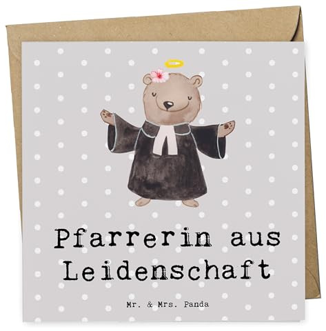Mr. & Mrs. Panda Klappkarte Pfarrerin Leidenschaft - Geschenk, Kirche, Witzig, anlasskarte, Glückwunschkarte, doppelkarte, Grußkarte, Spruch, faltkarte, Lustig