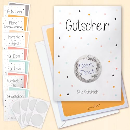 younikat Gutschein 8 Rubbelkarten I Karten zum selbst ausfüllen I Geschenk zum Geburtstag Überraschung Glückwunschkarte Glückslos I dv1411