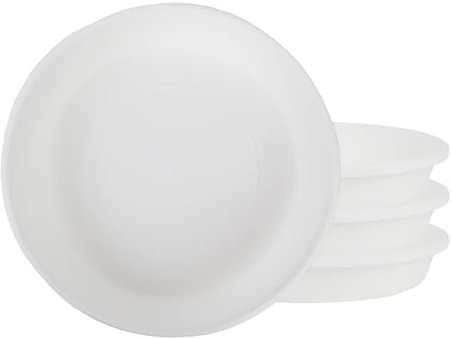 The HC Companies SLI06000A10T036LREFB - Sottovaso Rotondo Classico, in plastica, 15,2 cm, Confezione da 4, Colore: Bianco