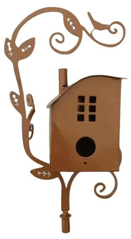 AVZYARDY Birdhouse Garden Stakes Garden Outdoor Metal Birdhouse Decoration Bird Houses for Outside with Pole for Garden Yard Decoration (D)