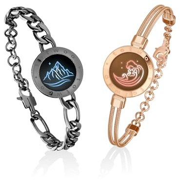 TOTWOO Touch Bracelets for Couples, Vibration & Light up for Love Couples Long Distance Relationship Gifts for Girlfriend Bluetooth Pairing Jewelry