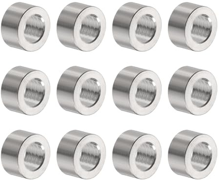 QUARKZMAN 12 Stück Edelstahl-Abstandshalter 8,2 mm Bohrung x 12 mm Außendurchmesser x 8 mm Länge Schraubenbuchse Blanko-Finish Runder Metall-Distanzhülsen für M8 Schrauben Bolzen Stangen