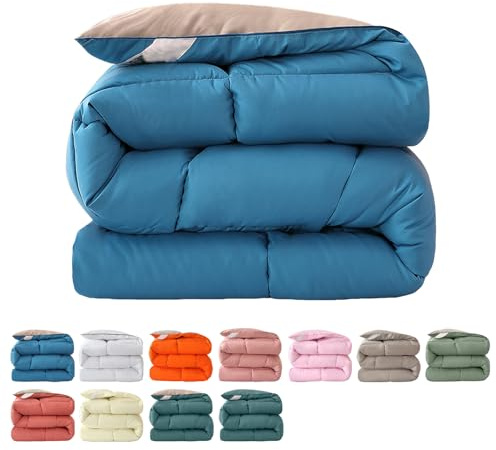 Fnyopki Piumino in Piuma d'oca per Tutte le Stagioni, Piumino Letto Matrimoniale, Piumone Invernale Leggero e Calda, Trapunta in Piuma d'oca (Blue 150x200cm 1.5kg)