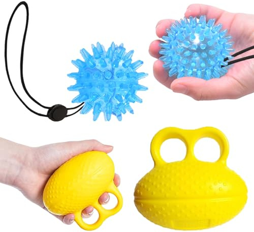 2 Stück Knetball Für Hände Therapie, Handtrainer Fingertrainer, Zwei Ringschnallen Und Einen Igel Ball Mit Einem Armband, Stressball, Stressball Erwachsene, Antistressball, Knetball Für Hände Therapie