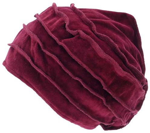 GURU SHOP Sammetsmössa, ballongmössa – vinröd, män/kvinnor, bomull, storlek: en storlek, Vinröd, one size