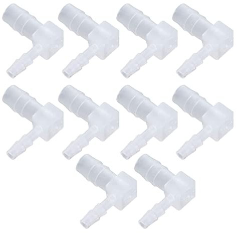 Mavaol 10-teiliger 90°-Winkelschlauchverbinder, auslaufsicherer Hochdruck-Silikonschlauchanschluss, robuster PP-Kunststoff für Pumpen und Aquarien (Elbow 8 * 4MM)