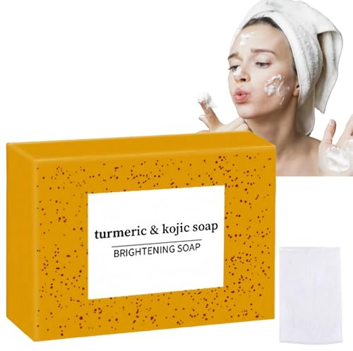 Earth/ly De/rm Turmeric Soap,Ko/jic Acid Soap,Turmeric Soap Bar,Dark Spot Remover for Even Skin Tone,Ko/jic Acid and Tu/rmeric So/ap for Face&Body,Tu/meric So/ap,Acne,Dark Spots,Smooth Skin for Women