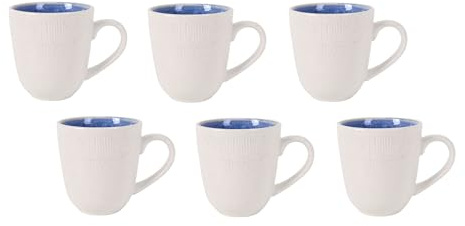 Set med 6 Espresso-kaffemuggar | Matte Espressomuggar i grädde färg | Espresso-set, klippt, capccino, cafe latte, mokka - hem eller gästfrihet (blå Capuccino - 220 ml)