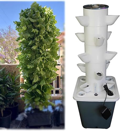 RRrawgff Torre idroponica a 6 Livelli e 30 Fori, Sistema di Coltivazione acquaponica, Kit di Coltivazione aeroponica a Torre, Kit di Coltivazione aeroponica per Erbe aromatiche, Frutta e Verdura con