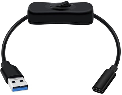 HuaLiSiJi USB C Buchse auf USB 3.0 Stecker A Adapter Kabel mit Schalter Unterstützt 5Gbps Datenübertragung für Handy, iPad, Laptop, U Stick (Schwarz, 0.2 m)
