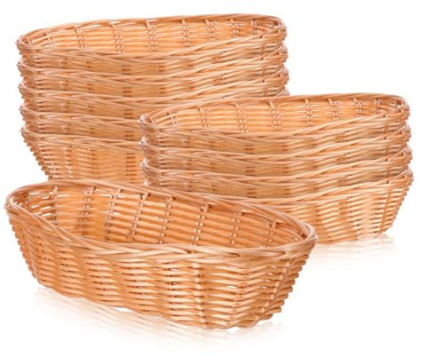 Holibanna 10 Pezzi Cesti Woven per Pane e Frutta Imitazione Rattan Cesti Leggeri e Traspiranti per Cibo Ristoranti e Nic