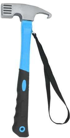 Campinghammer, Zelthammer, Hammer, Zelthering-Entferner mit Haltegurt für Wanderausrüstung (Blue)