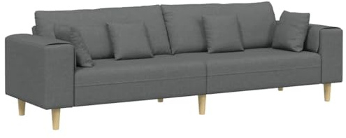 vidaXL Sofá con cojín Gris Oscuro 250 x 77 x 76 cm Tela, Sofá para Sala, diseño Moderno, sillones Elegantes, Lounge ergonómico, Cojines a resortes, Opciones de Asientos Chic