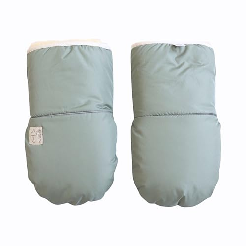 Lammfell Kinderwagenschuhe Reflect, Kinderwagen-Handschuhe mit Klettverschluss, 29 x 15 cm, Wasserabweisend (salbei green)