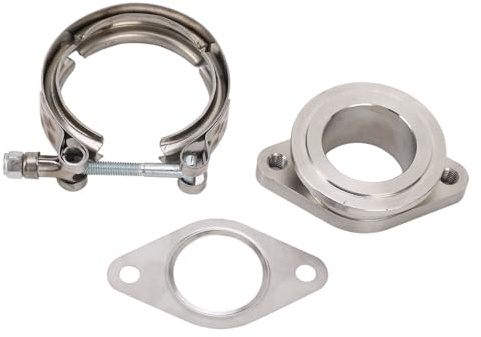 Brilluxa Flangia Wastegate, Adattatore a Banda V 42 mm 2 bulloni a MVS con Morsetto per Guarnizione, Sostituzione del Connettore della Porta di Scarico
