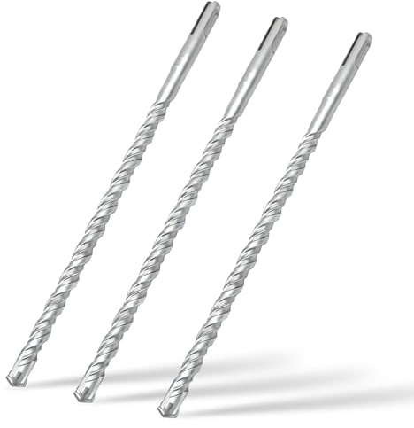 SDS Plus Hammer Drill Bits 10mmx200mmx3pcs,Professional Tungsten Carbide Cross Tip,SDS Plus Masonry Drill Bits for Wall, Stone, Concrete, Brick
