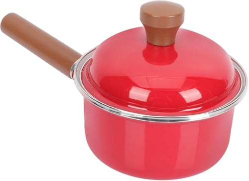 NobeOnbe Casseruola smaltata con manico singolo, ispessita con coperchio, pentola per la casa per noodles, una casseruola, versatile e versatile