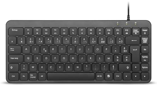 perixx PERIBOARD-414 – Mini Clavier USB Filaire Compact, Disposition AZERTY FR, Touches Silencieuses à Profil Bas, Installation Brancher et Utiliser, Noir