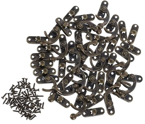 Angoily Lot de 20 Moraillons en Fer Rétro, Loquets à Bras Pivotant Droit 27x33 Mm, Fermoirs Vintage en Bronze Antique avec Vis, Crochets de Fermeture pour Boîte à Bijoux et Coffret Bois,