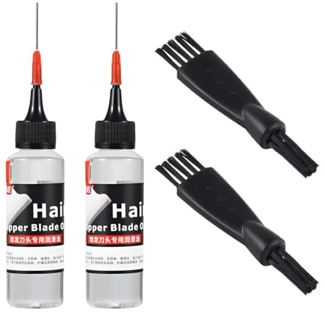 HOVKRE Set de aceites especializados para recortadoras y afeitadoras (2 piezas) Incluye 2 cepillos de limpieza, diseño de tubo de aguja extendido y aceite de mantenimiento portátil.