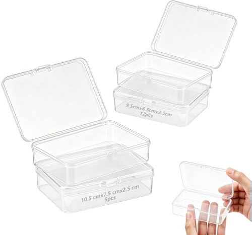 TXXATX 18 Stück Aufbewahrungsbox mit Deckel Klein 95×65×25 mm Plastikbox | Box mit Deckel Mini Aufbewahrungsbox, Aufbewahrung Klein Transparenter, Sortierbox, Perlen, Bügelperlen, Schmuck, Kleinteilen
