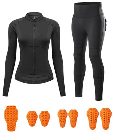 BHGRTSQ Motorrad-Set für Damen (Jacke und Hose) mit herausnehmbaren CE-Protektoren, atmungsaktiver Motorradanzug, Winddichte Motorradbekleidung für Fahrten im Freien(Size:S,Color:Black 2)