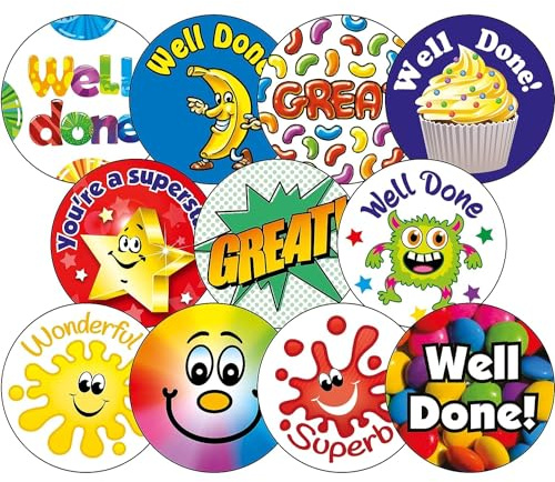 450 Mixed Scented Smelly Well Done Great Star Excellent Super Motivational Childrens Pupils School Teachers Reward Stickers Value Pack Primary Teaching Services