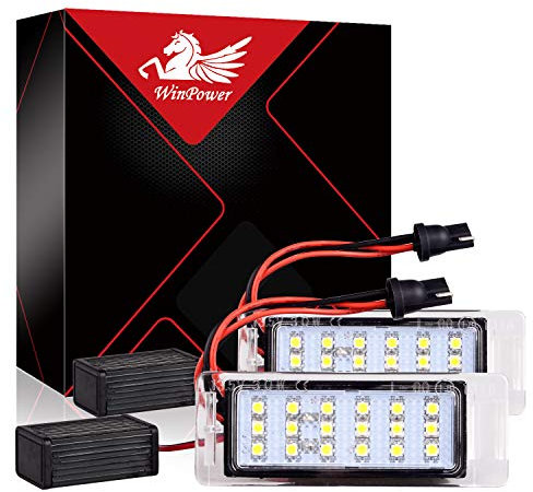 WinPower Kennzeichenbeleuchtungen Nummernschildbeleuchtung 6000K Weiß Fehlerfreie Kompatibel mit Mokka Insignia ATS CTS Corvette Camaro Sonic Cruze Verano Envision Allure Acadia usw., 2 Stück.