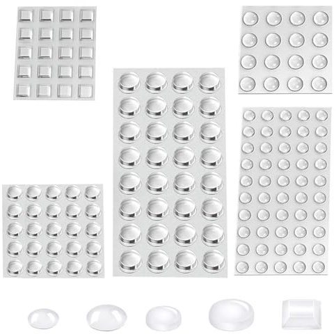 Uni-Fine 143 Pcs Butées de Protection en Caoutchouc, Transparente Pieds Adhésifs Anti-Choc Anti-Bruit, Idéale pour Meubles Amortisseurs Autoadhésifs Tampon pour Porte Tampon Meubles(5 Taille)