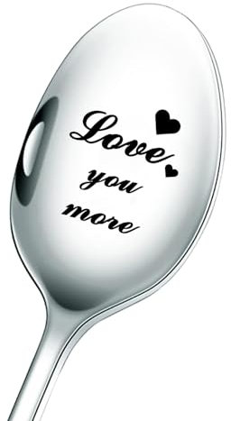 Love You More - Cucchiaino da caffè inciso, regalo di nozze, regalo di cucina unico, segno d'amore per occasioni speciali, San Valentino, regalo di compleanno