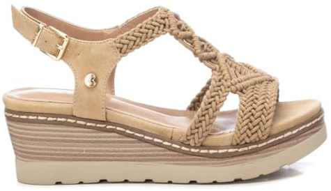 XTI - Sandalia Mujer Beige - Calzado Cómodo y Versátil - Moda casual - Modelo 14283804 (Talla 38)