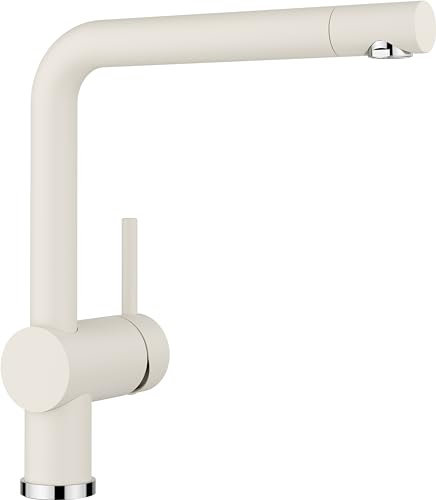 BLANCO LINUS | Kitchen mixer tap in soft white | High-pressure | Non-return valve | Ceramic cartridge | Assured water quality & water-saving | [11x26.6x28.2 cm]