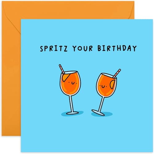 Old English Co. Lustige Geburtstagskarte für Sie – niedliche Aperol-Cocktail-Geburtstagskarte für Frauen – Spritz Your Birthday, Geburtstagsgeschenk für Schwester, Mutter, Kollegin, illustrierte