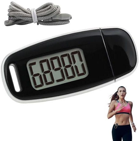 1/2 Simple Step Counter - Accurate Step Counter with Detachable Clip Lanyard, USB Rechargeable Pedometer Backlit | Walking Pedometer for Men and Women Walking and Running