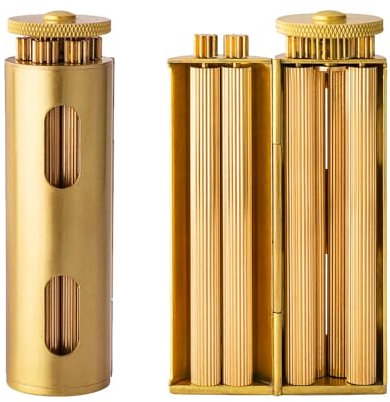 JGJUUZ Vintage -Zigarettenrolle, Messing Zigarettenrolle Za -Radgelenk Roller, handgefertigt Reine Kupfer Zigarette Rolling Machine Stütze 70 -mm -Zigarettenpapier,Round,Za