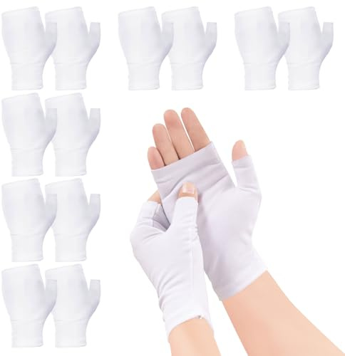 6 Pairs Cotton Gloves Eczema, Cotton Eczema Gloves for Women and Men, Touchscreen Fingerless White Gloves for Art Handling, Fingerless Moisturizing Gloves for Dry Hands Overnight Skin Protect (White)