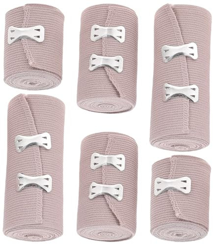 6 Stück Elastischer Verband, Kompressionsverband, Elastischer Verband Mit Metallclips, Rolle Kompressionsbandage, Stützbandage Sportbinde, Für Knie Knöchel Handgelenk (5*4.5cm/7.5*4.5cm/10*4.5cm)