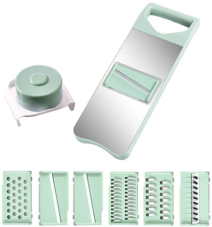 Hand Protect Food Vegetables Slicer, 11.6 Inch Stainless Steel 6 Knives Slicer for Cut into Shreds, Slicing and Minced Garlic (6 Knife)