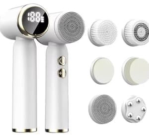 Spazzola Detergente elettrico portatile per la pulizia del viso usb Spazzola per pulizia elettrica portatile in silicone 6 in 1 Pulizia dei pori del viso Spazzola per pulizia sonica impermeabile